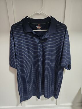 Van Heusen Navy Polo with Light Blue Stripes